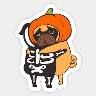 Pug Halloween Hugs Sticker